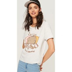 Odzież damska: T-shirt pusheen - Jasny szar