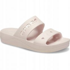 Klapki Dla Dorosłych Crocs Baya Platform. Brązowe klapki damskie Crocs, bez wzorów, z materiału, bez obcasa, bez zapięcia. Za 139.99 zł.