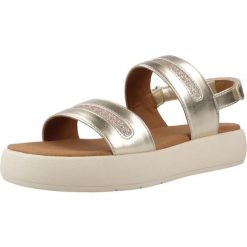 Sandały GEOX D CAMALEI Złoty. Żółte sandały damskie Geox, bez wzorów, z syntetyku, bez obcasa, bez zapięcia. Za 332.99 zł.
