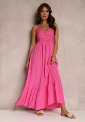 Fuksjowa Sukienka Chryazire. Czerwone sukienki damskie Renee, bez wzorów, z koronki, bez ramiączek. Za 109.99 zł.