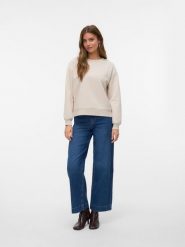 Vero Moda Bluza w kolorze kremowym rozmiar: M. Brązowe bluzy damskie Vero Moda, m, bez wzorów, z materiału, bez kaptura. Za 91.34 zł.