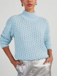 LA Angels Sweter w kolorze błękitnym rozmiar: L. Niebieskie swetry klasyczne damskie LA Angels, l, ze splotem, bez kołnierzyka. Za 162.49 zł.