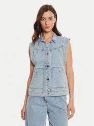 Morgan Kamizelka 242-GAK Niebieski Regular Fit. Niebieskie kamizelki damskie Morgan, bez wzorów, z bawełny, bez kaptura. Za 219.99 zł.