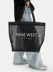 Nine West Torebka CEO-Eloura-LA374-4074 Czarny. Czarne shopper bag Nine West, bez wzorów, z materiału, bez dodatków. Za 79.99 zł.