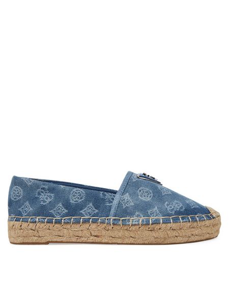 Guess Espadryle FLJDNN DEN14 Niebieski. Niebieskie espadryle damskie Guess, z aplikacjami, z materiału, bez obcasa. Za 259.99 zł.
