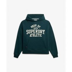 Bluza damska z kapturem Superdry Athletic Essentials. Zielone bluzy damskie Superdry, bez wzorów, z kapturem. Za 274.50 zł.
