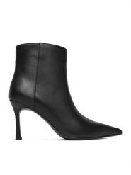 Eva Minge Botki EO-EVA-1278-5781 Czarny. Czarne botki damskie Eva Minge, ze skóry, bez obcasa, na szpilce, bez zapięcia. Za 419.99 zł.