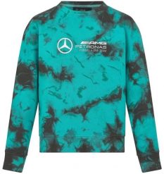 Damska bluza Mercedes-AMG Petronas F1 tie-dye z okrągłym dekoltem. Zielone bluzy damskie 55PROTEC, xl, bez wzorów, z bawełny, bez kaptura. Za 277.99 zł.
