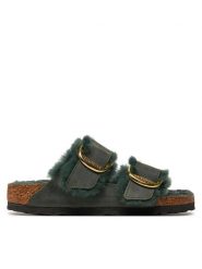 Birkenstock Klapki Arizona Bb Shearling Leoi 1028070 Zielony. Zielone klapki damskie Birkenstock, bez wzorów, ze skóry, bez obcasa, bez zapięcia. Za 819.99 zł.
