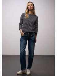 Street One Koszulka w kolorze granatowo-szarobrązowym rozmiar: 42. Niebieskie bluzki damskie Street One, bez wzorów, street, bez kołnierzyka, bez ramiączek. Za 105.88 zł.