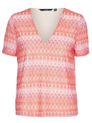 Vero Moda Koszulka w kolorze czerwono-jasnoróżowym rozmiar: XS. Czerwone bluzki damskie Vero Moda, xs, bez wzorów, bez kołnierzyka, bez ramiączek. Za 74.95 zł.