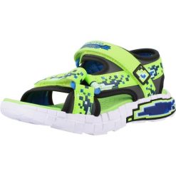 Sandały SKECHERS 402161L Zielony. Zielone sandały damskie Skechers, bez wzorów, z materiału, bez obcasa, bez zapięcia. Za 290.00 zł.