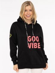 Zwillingsherz Bluza "Good Vibes 2.0" w kolorze czarnym rozmiar: S/M. Czarne bluzy damskie Zwillingsherz, m, bez wzorów, z kapturem. Za 188.85 zł.