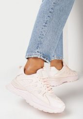 Różowe Sneakersy na Grubej Podeszwie z Ekoskóry ze Sznurowaniem Giaina. Czerwone obuwie sportowe damskie Born2be, bez zapięcia. Za 49.99 zł.