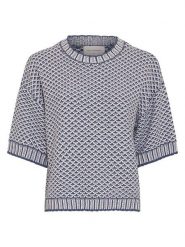 MOSS COPENHAGEN Sweter "Catina" w kolorze niebiesko-białym rozmiar: M/L. Białe swetry klasyczne damskie Moss Copenhagen, l, bez kołnierzyka. Za 157.73 zł.