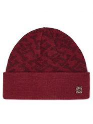 Tommy Hilfiger Czapka Monogram All Over Beanie AW0AW15327 Czerwony. Czerwone czapki damskie Tommy Hilfiger, na zimę, bez wzorów, z syntetyku. Za 439.99 zł.