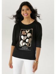 Aniston Koszulka w kolorze czarnym rozmiar: 44. Czarne koszulki damskie Aniston, bez wzorów, bez kołnierzyka, bez ramiączek. Za 52.79 zł.