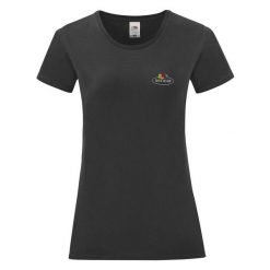 Damska Koszulka Z Logo W Stylu Vintage. Czarne bluzki damskie Fruit of the Loom, xs, bez wzorów, bez kołnierzyka, bez ramiączek. Za 48.99 zł.