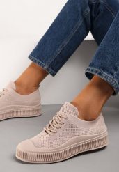 Ciemnobeżowe Trampki Accia. Brązowe trampki damskie Renee, bez wzorów, z gumy, przed kostkę, bez zapięcia. Za 59.99 zł.