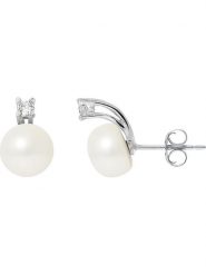 Pearl Addict Srebrne kolczyki-wkrętki z kryształkami i perłami rozmiar: onesize. Białe kolczyki damskie Pearl Addict, z kryształem, srebrne. Za 244.80 zł.