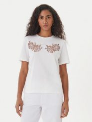 Fracomina T-Shirt FS26ST3001J401E5 Biały Regular Fit. Białe t-shirty damskie Fracomina, xl, bez wzorów, z bawełny, bez kołnierzyka. Za 279.99 zł.