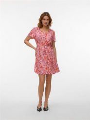 Vero Moda Sukienka w kolorze różowo-pomarańczowym rozmiar: XL. Różowe sukienki damskie Vero Moda, bez wzorów, z wiskozy, bez ramiączek. Za 84.01 zł.
