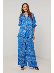 Fleur de Lin Bluzka w kolorze niebieskim rozmiar: XL. Niebieskie bluzki damskie Fleur de Lin, xl, bez wzorów, ze lnu, bez kołnierzyka, bez ramiączek. Za 175.26 zł.