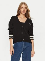 Guess Jeans Kardigan W4BR81 Z3HM1 Czarny Regular Fit. Czarne kardigany damskie Guess Jeans, m, z aplikacjami, z bawełny. Za 309.99 zł.