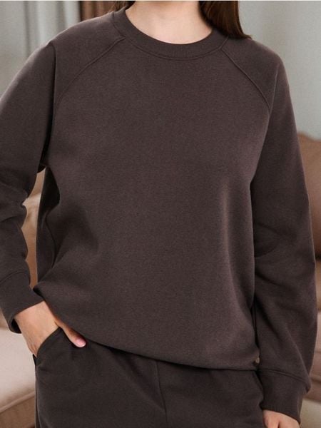 Bluza crewneck - brązowy. Brązowe bluzy damskie Sinsay, l, bez wzorów, bez kaptura. Za 35.99 zł.