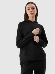4F Bluza dresowa nierozpinana z kapturem damska - czarna XL. Czarne bluzy damskie 4F, l, bez wzorów, z bawełny, z kapturem. W wyprzedaży za 79.99 zł.