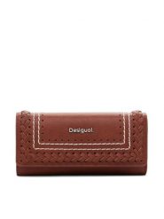 Desigual Portfel 25SAYP21 Brązowy. Brązowe portfele damskie Desigual, bez wzorów, ze skóry. Za 159.99 zł.