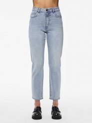 Pieces Dżinsy "Bella" - Tapered fit - w kolorze niebieskim rozmiar: W25/L30. Niebieskie jeansy damskie Pieces, z podwyższonym stanem. Za 79.03 zł.
