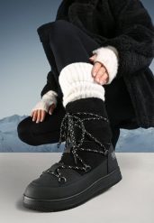 Czarne Śniegowce Moonlight Dance. Czarne śniegowce damskie Born2be, z jeansu, przed kolano. Za 74.99 zł.