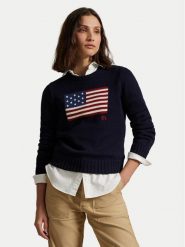 Polo Ralph Lauren Sweter 211896939001 Granatowy Regular Fit. Niebieskie swetry klasyczne damskie Polo Ralph Lauren, xxl, z bawełny, bez kołnierzyka. Za 1,799.00 zł.