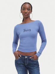 Juicy Couture Bluzka JCWCT226329 Niebieski Slim Fit. Niebieskie bluzki damskie Juicy Couture, m, bez wzorów, bez kołnierzyka, bez ramiączek. Za 199.99 zł.