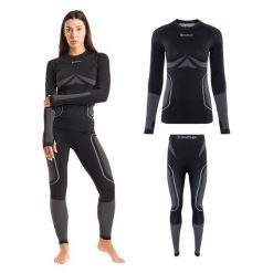 Komplet bielizny termoaktywnej damskiej OneTeam Achill W Set. Czarne komplety bielizny ONETEAM, bez wzorów. Za 89.99 zł.