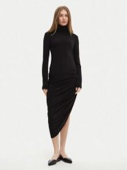 NORMA KAMALI Sukienka codzienna KK3243PLF35001 Czarny Slim Fit. Czarne sukienki damskie Norma Kamali, bez wzorów, z syntetyku, bez ramiączek. Za 539.99 zł.