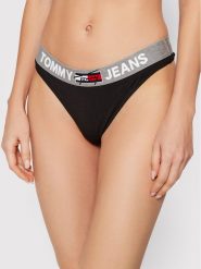 Tommy Jeans Stringi UW0UW02823 Czarny. Czarne stringi Tommy Jeans, bez wzorów, z bawełny. Za 79.99 zł.