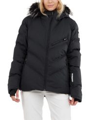 Damska kurtka narciarska Fundango Elyra Fur Padded. Czarne kurtki damskie FUNDANGO, na zimę, l, z aplikacjami, z materiału, bez kaptura. Za 499.00 zł.