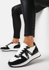 Czarne Sneakersy na Grubej Podeszwie z Brokatem Sorbetta. Czarne obuwie sportowe damskie Born2be, bez zapięcia. Za 109.99 zł.