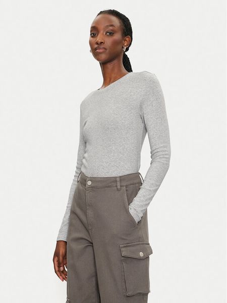 ONLY Bluzka Riley 15323159 Szary Slim Fit. Szare bluzki damskie Only, l, bez wzorów, z bawełny, bez kołnierzyka, bez ramiączek. Za 79.99 zł.