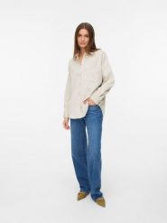 Vero Moda Koszula sztruksowa w kolorze kremowym rozmiar: XL. Brązowe koszule damskie Vero Moda, xl, bez wzorów, ze sztruksu, bez kołnierzyka, bez ramiączek. Za 134.95 zł.