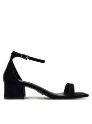 Steve Madden Sandały Gena SM11003579 Czarny. Czarne sandały damskie Steve Madden, bez wzorów, ze skóry, bez obcasa, na słupku, bez zapięcia. Za 359.99 zł.