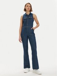 Wrangler Kombinezon 112351045 Granatowy Slim Fit. Niebieskie sukienki damskie Wrangler, bez wzorów, z bawełny, bez ramiączek. Za 269.99 zł.