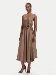 Marella Sukienka letnia Alcool 2613221015 Beżowy Regular Fit. Brązowe sukienki damskie Marella, bez wzorów, z acetatu, bez ramiączek. Za 1,269.00 zł.