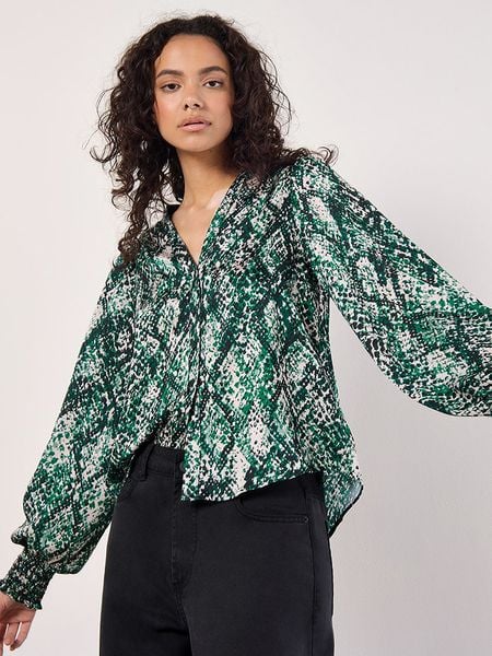 Apricot Bluzka w kolorze zielono-białym rozmiar: M. Zielone bluzki damskie Apricot, m, bez wzorów, bez kołnierzyka, bez ramiączek. Za 74.81 zł.