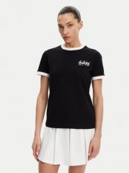 Guess T-Shirt V5GI11 I3Z14 Czarny Regular Fit. Czarne t-shirty damskie Guess, xxs, z aplikacjami, z bawełny, bez kołnierzyka. Za 89.99 zł.