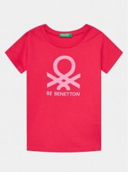United Colors Of Benetton T-Shirt 3096G10D7 Różowy Regular Fit. Czerwone koszulki i t-shirty dziewczęce United Colors Of Benetton, bez wzorów, z bawełny, bez kołnierzyka, bez ramiączek. Za 39.99 zł.