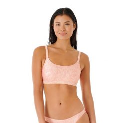 Góra od stroju kąpielowego Rip Curl Classic Surf D-Dd Crop 281. Brązowe bikini Rip Curl, bez wzorów. Za 79.99 zł.