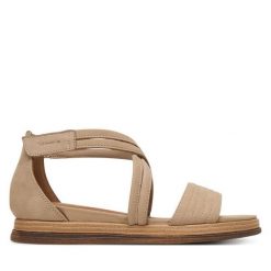 Sandały Tamaris. Brązowe sandały damskie Tamaris, bez wzorów, bez obcasa, na płaskiej podeszwie, bez zapięcia. Za 379.99 zł.